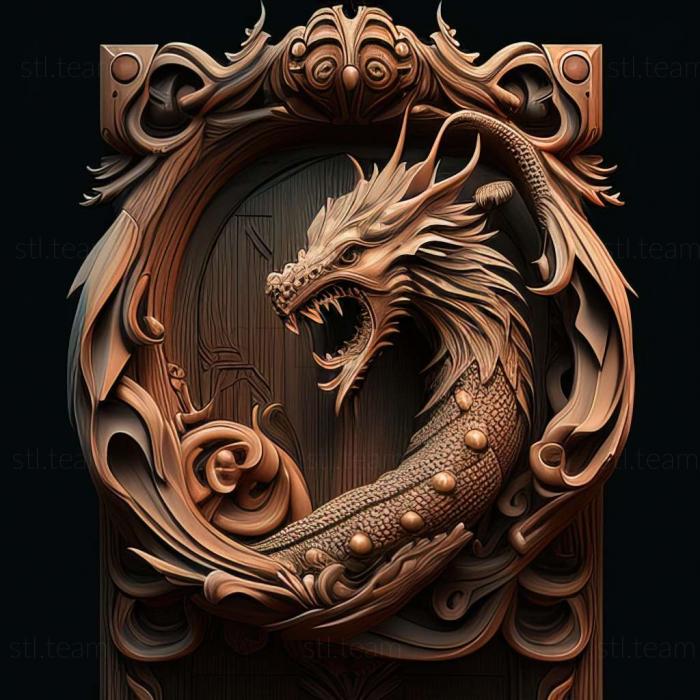 3D model door with dragon (STL)